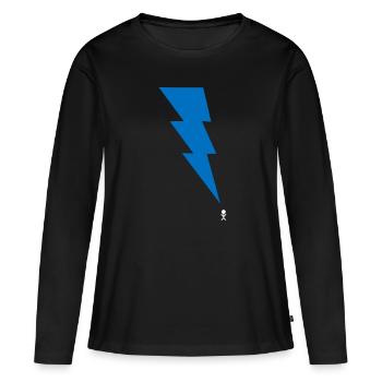 Gewitter - Blitz - Blitzschlag - Strichmännchen 9 - Frauen Premium Bio Langarmshirt - Schwarz - Vorne - Julia (174cm)