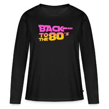 Retour aux années 80 - T-shirt manches longues Premium bio Femme - noir - Devant - Julia (174cm)