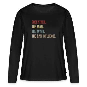Parrain L'Homme Le Mythe La Mauvaise Influence - T-shirt manches longues Premium bio Femme - noir - Devant - Julia (174cm)