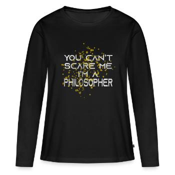Philosophe effrayé - T-shirt manches longues Premium bio Femme - noir - Devant - Julia (174cm)