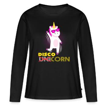 Disco Unicorn - T-shirt manches longues Premium bio Femme - noir - Devant - Julia (174cm)