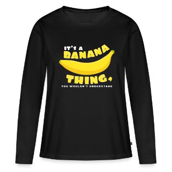 bananes - T-shirt manches longues Premium bio Femme - noir - Devant - Julia (174cm)