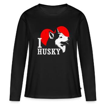 Husky - T-shirt manches longues Premium bio Femme - noir - Devant - Julia (174cm)