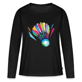 Federball Freizeit - Frauen Premium Bio Langarmshirt - Schwarz - Vorne - Julia (174cm)