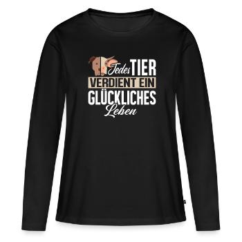 Vegan Tierschutz - Frauen Premium Bio Langarmshirt - Schwarz - Vorne - Julia (174cm)