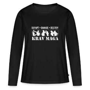 Krav Maga Geschenk - Frauen Premium Bio Langarmshirt - Schwarz - Vorne - Julia (174cm)