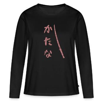 Katana Japan Schwert - Frauen Premium Bio Langarmshirt - Schwarz - Vorne - Julia (174cm)