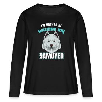 Samoyede Samoyed - Women's Premium Organic Long Sleeve Shirt - black - Front - Julia (174cm)