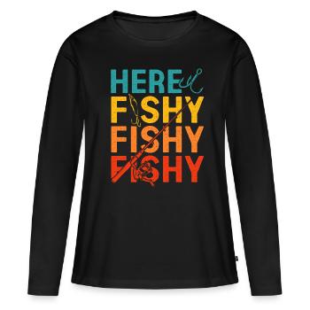 Hameçon de pêche - T-shirt manches longues Premium bio Femme - noir - Devant - Julia (174cm)
