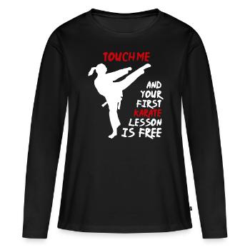 Touche-moi le karaté Lesson Free Women and Girls - T-shirt manches longues Premium bio Femme - noir - Devant - Julia (174cm)