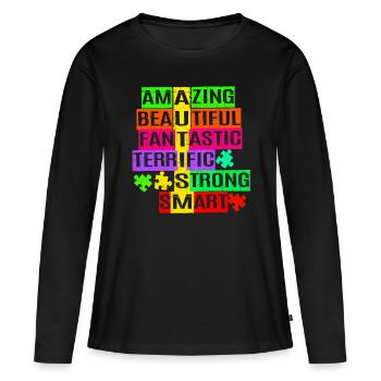 Autisme - T-shirt manches longues Premium bio Femme - noir - Devant - Julia (174cm)