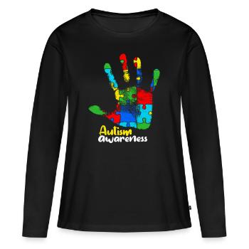 Autisme - T-shirt manches longues Premium bio Femme - noir - Devant - Julia (174cm)