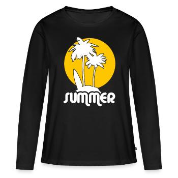 Été, soleil, soleil - T-shirt manches longues Premium bio Femme - noir - Devant - Julia (174cm)