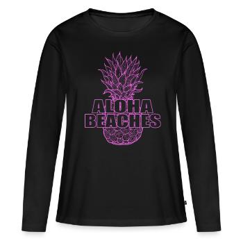 Aloha Plages - T-shirt manches longues Premium bio Femme - noir - Devant - Julia (174cm)