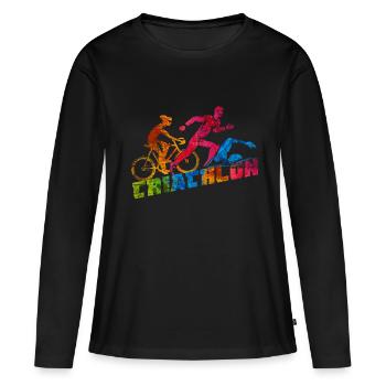 Triathlon - T-shirt manches longues Premium bio Femme - noir - Devant - Julia (174cm)