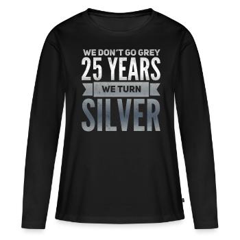 Mariage en argent Mariage en argent Cadeau de 25 ans - T-shirt manches longues Premium bio Femme - noir - Devant - Julia (174cm)
