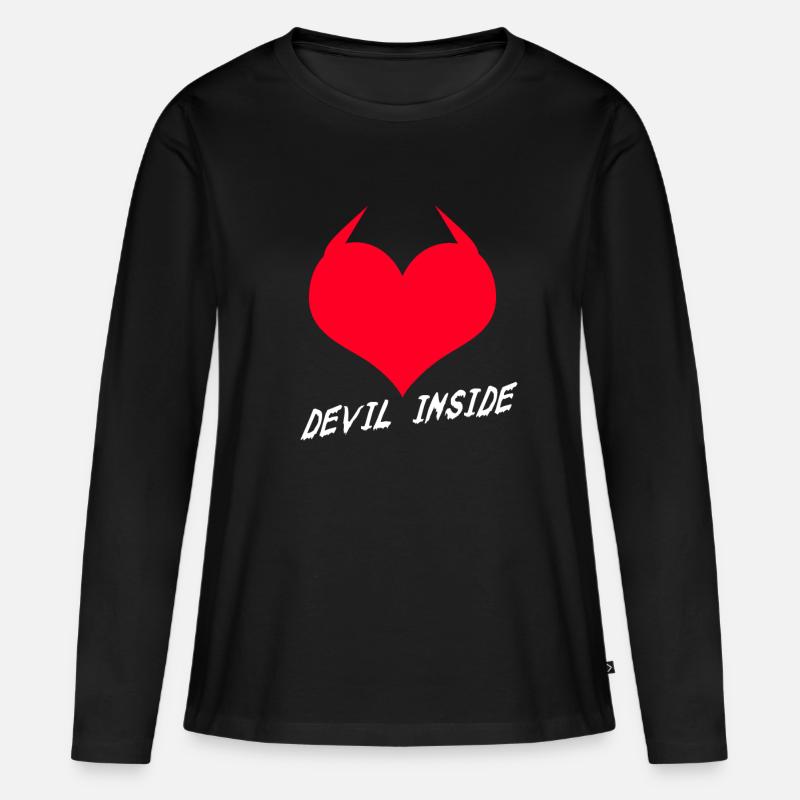 Devil Inside Herz - Frauen Premium Bio Langarmshirt - Schwarz