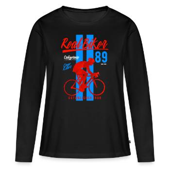 Cyclisme - T-shirt manches longues Premium bio Femme - noir - Devant - Julia (174cm)