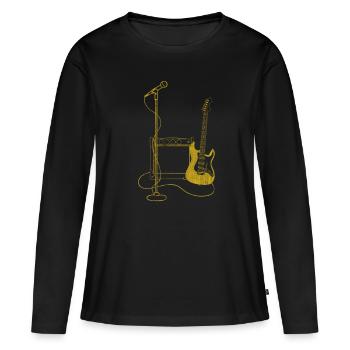 Concert de guitare - T-shirt manches longues Premium bio Femme - noir - Devant - Julia (174cm)