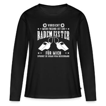Lifeguard Caution my friend is lifeguard - Women's Premium Organic Long Sleeve Shirt - black - Front - Julia (174cm)