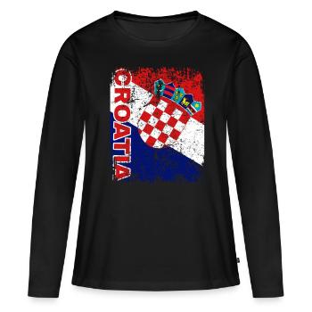 KROATIEN FLAGGE - Kroatische Fahne groß retro - Frauen Premium Bio Langarmshirt - Schwarz - Vorne - Julia (174cm)