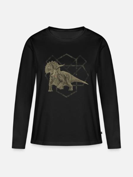 Triceratops - Frauen Premium Bio Langarmshirt - Schwarz