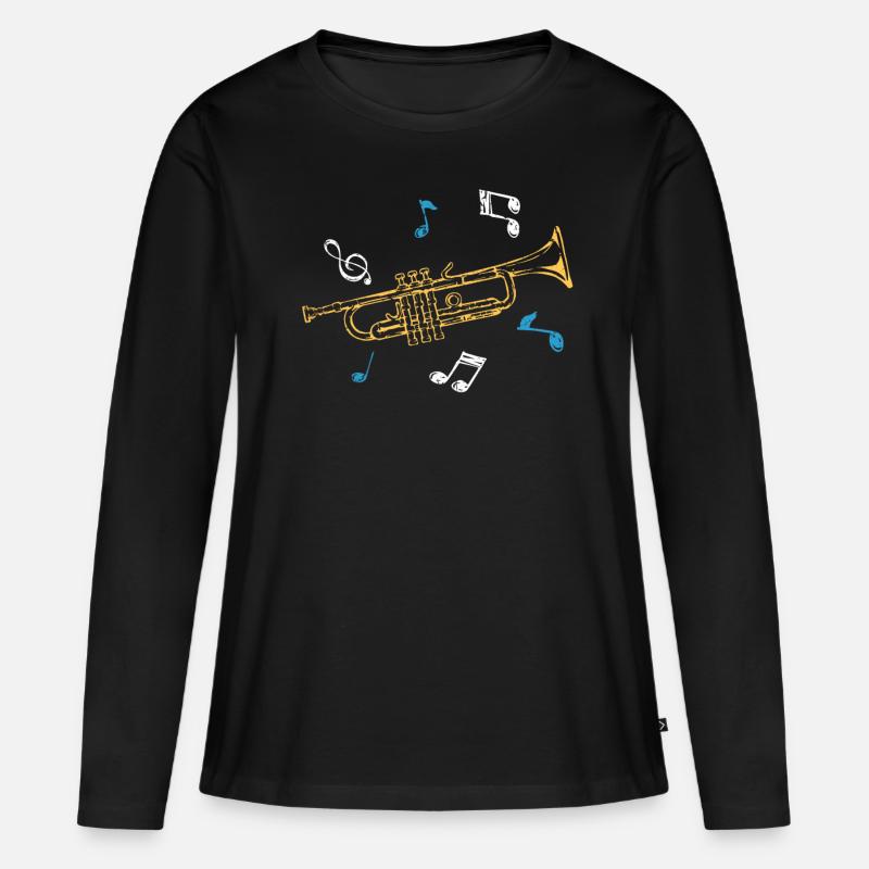 Trompete - Frauen Premium Bio Langarmshirt - Schwarz