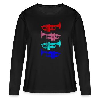 Instrument trompette - T-shirt manches longues Premium bio Femme - noir - Devant - Julia (174cm)