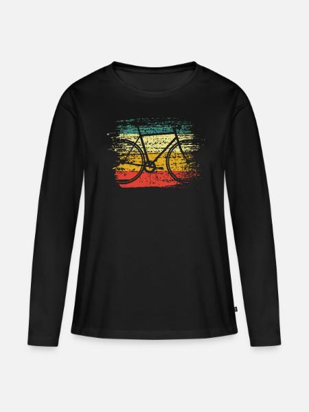 Fahrrad retro - Frauen Premium Bio Langarmshirt - Schwarz