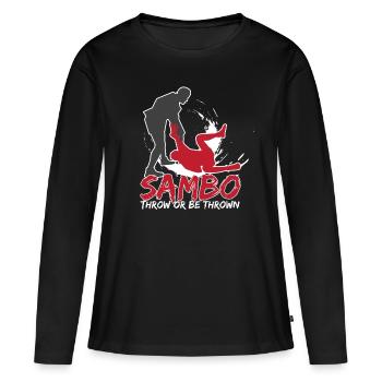 Sambo Combat Sport Geschenk - Frauen Premium Bio Langarmshirt - Schwarz - Vorne - Julia (174cm)