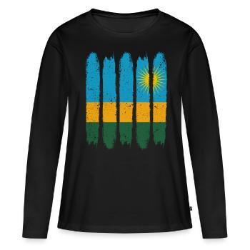 Ruanda - Frauen Premium Bio Langarmshirt - Schwarz - Vorne - Julia (174cm)