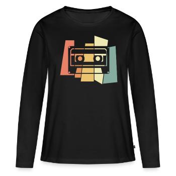 Cassette - T-shirt manches longues Premium bio Femme - noir - Devant - Julia (174cm)