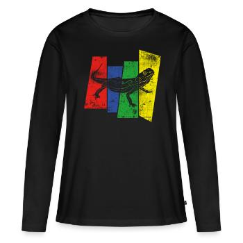 Echse - Frauen Premium Bio Langarmshirt - Schwarz - Vorne - Julia (174cm)