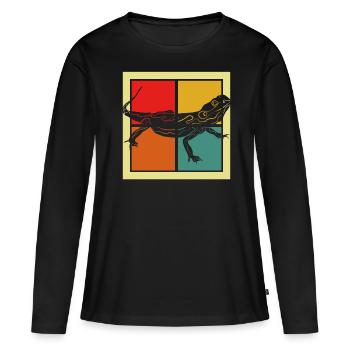 Echse - Frauen Premium Bio Langarmshirt - Schwarz - Vorne - Julia (174cm)
