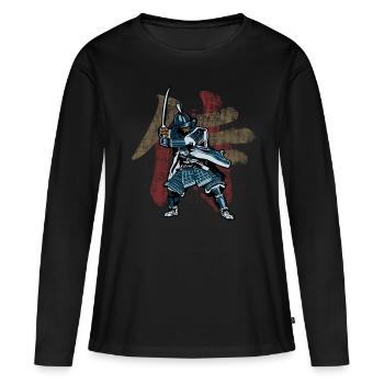 samouraï - T-shirt manches longues Premium bio Femme - noir - Devant - Julia (174cm)