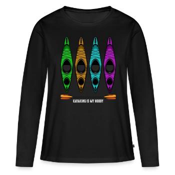 kayak - Women's Premium Organic Long Sleeve Shirt - black - Front - Julia (174cm)