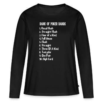 poker - T-shirt manches longues Premium bio Femme - noir - Devant - Julia (174cm)