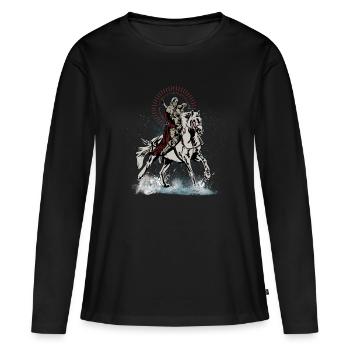 Guerrier médiéval arc et flèche chevalier - T-shirt manches longues Premium bio Femme - noir - Devant - Julia (174cm)