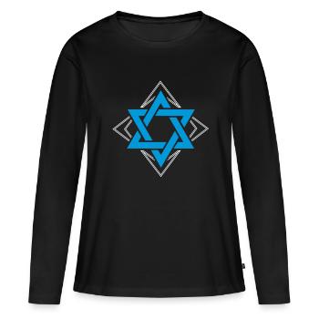Étoile de David cadeau famille du judaïsme - T-shirt manches longues Premium bio Femme - noir - Devant - Julia (174cm)