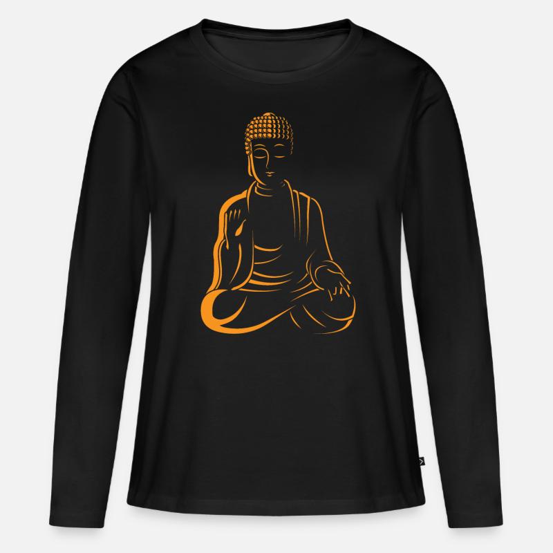 Buddha Schutz Buddha Protection - Frauen Premium Bio Langarmshirt - Schwarz