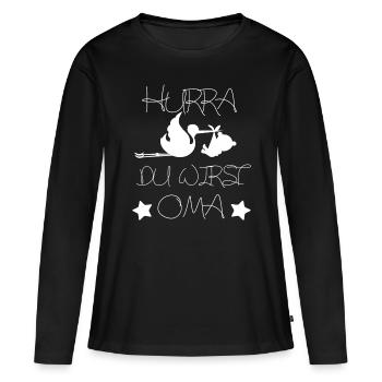 Hurra, du wirst Oma - Frauen Premium Bio Langarmshirt - Schwarz - Vorne - Julia (174cm)