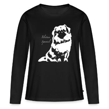 Epagneul Tibétain - T-shirt manches longues Premium bio Femme - noir - Devant - Julia (174cm)
