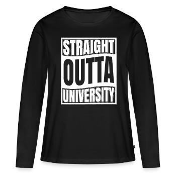 T-shirt Straight Outta University Remise des diplômes 2019 - T-shirt manches longues Premium bio Femme - noir - Devant - Julia (174cm)