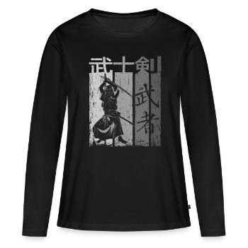samouraï - T-shirt manches longues Premium bio Femme - noir - Devant - Julia (174cm)