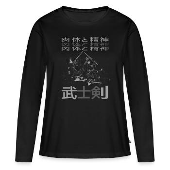 samouraï - T-shirt manches longues Premium bio Femme - noir - Devant - Julia (174cm)