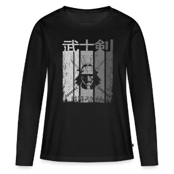 samouraï - T-shirt manches longues Premium bio Femme - noir - Devant - Julia (174cm)