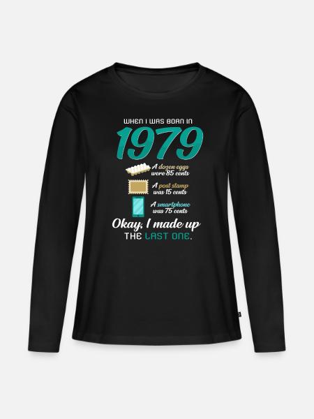 Geboren in 1979 - Frauen Premium Bio Langarmshirt - Schwarz