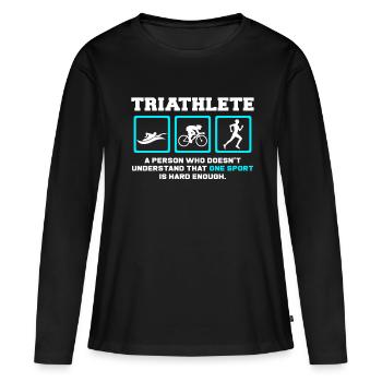 triathlète - T-shirt manches longues Premium bio Femme - noir - Devant - Julia (174cm)