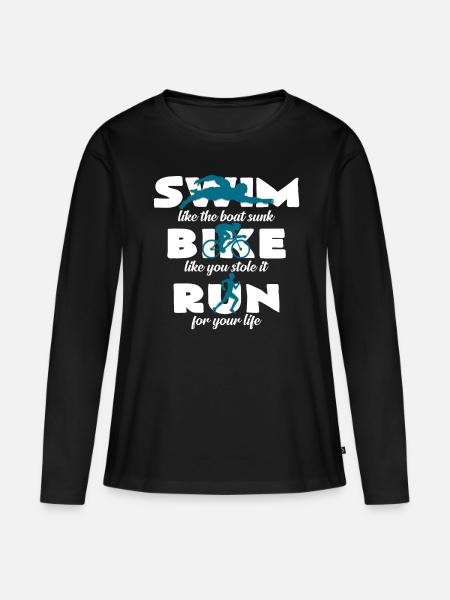 Triathlon - Frauen Premium Bio Langarmshirt - Schwarz