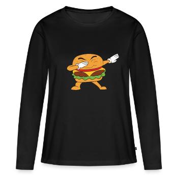 Hamburger - T-shirt manches longues Premium bio Femme - noir - Devant - Julia (174cm)